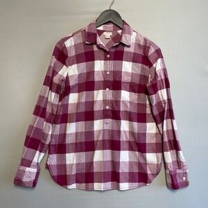 J Crew Women's Farmhouse Plaid Long Sleeve Collared Pullover‎ Shirt Size S